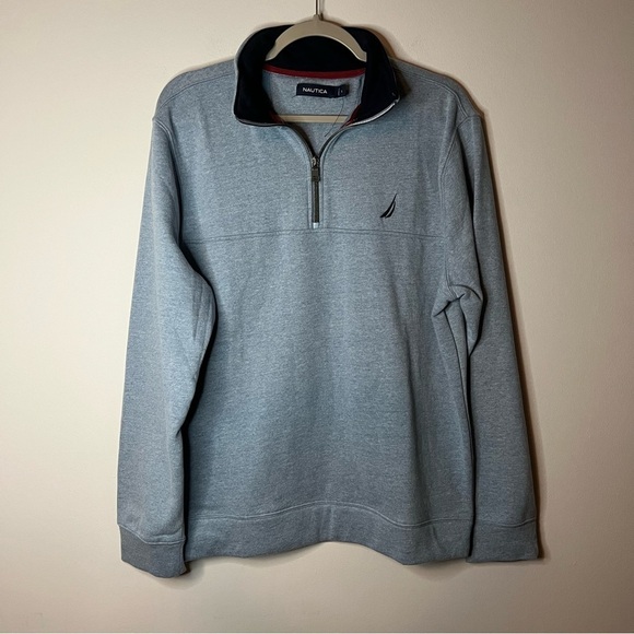 Men’s Nautica blue quarter zip pullover sweater size large L - Picture 1 of 5